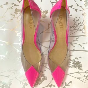 Schutz size 8.5 pink and clear heels